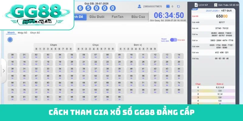 Cách tham gia xổ số GG88 đẳng cấp